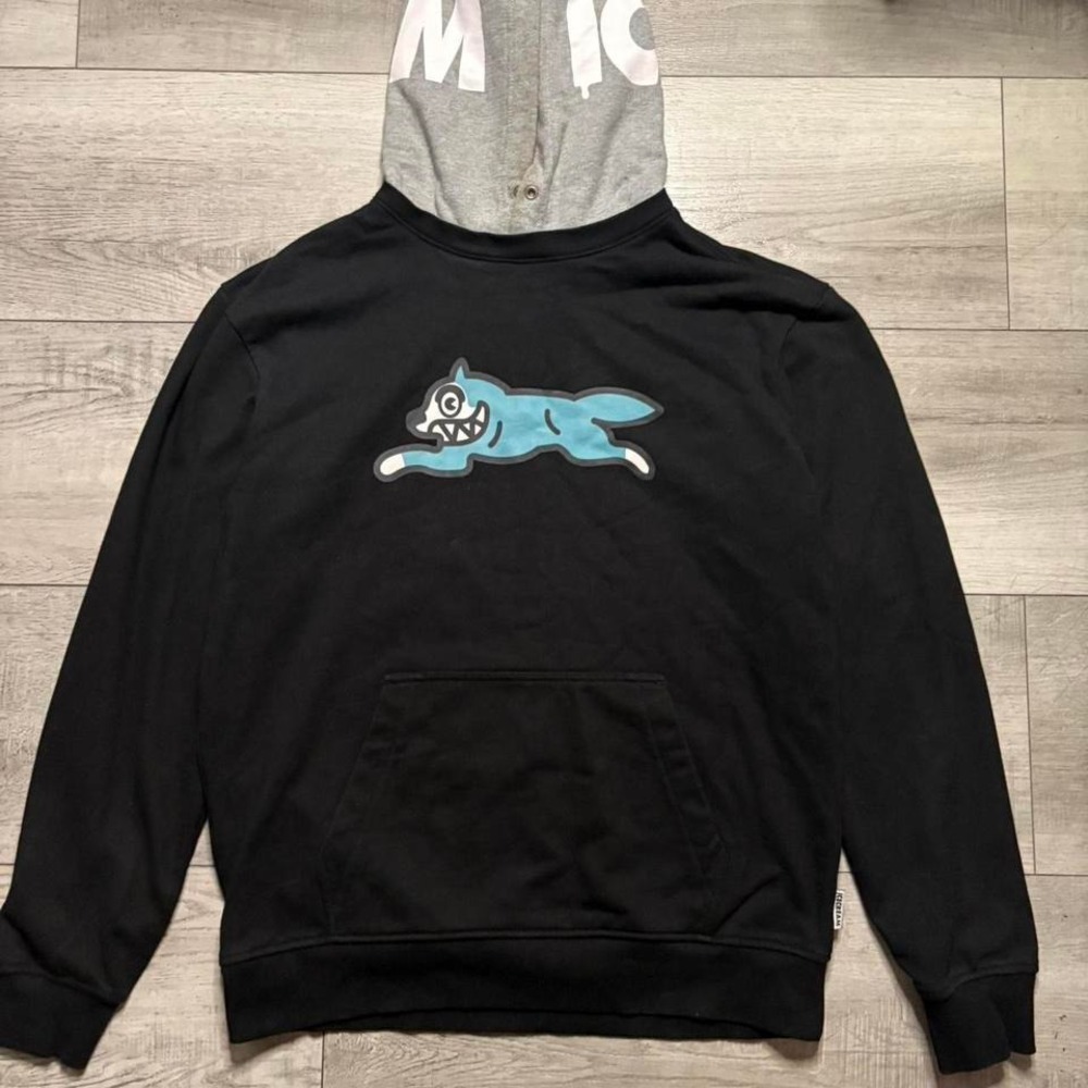 ICECREAM Black and grey with light blue fox hoodie MEN SIZE‎ L